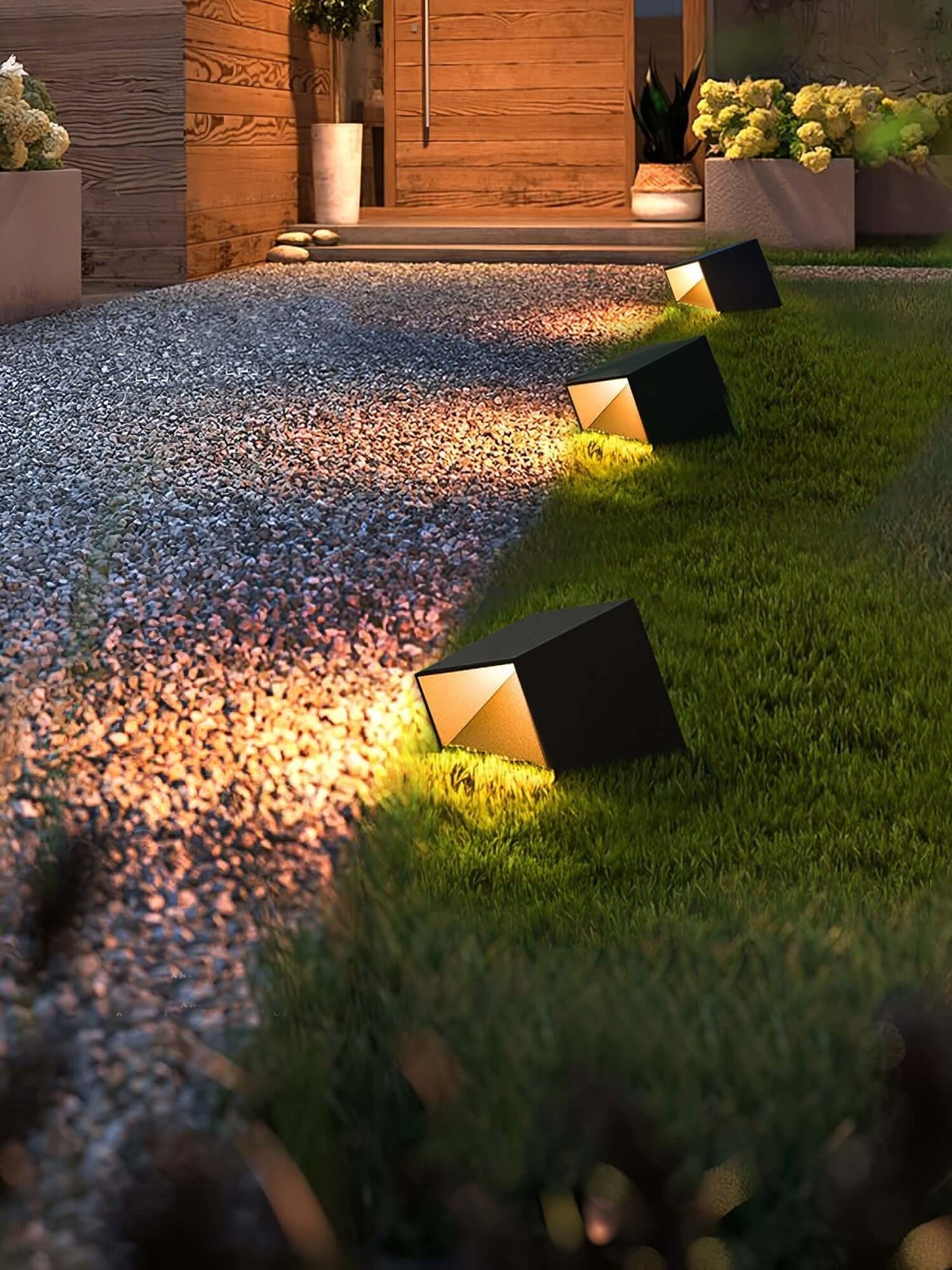 Kubusvormige Tuinlamp op Solar Energie