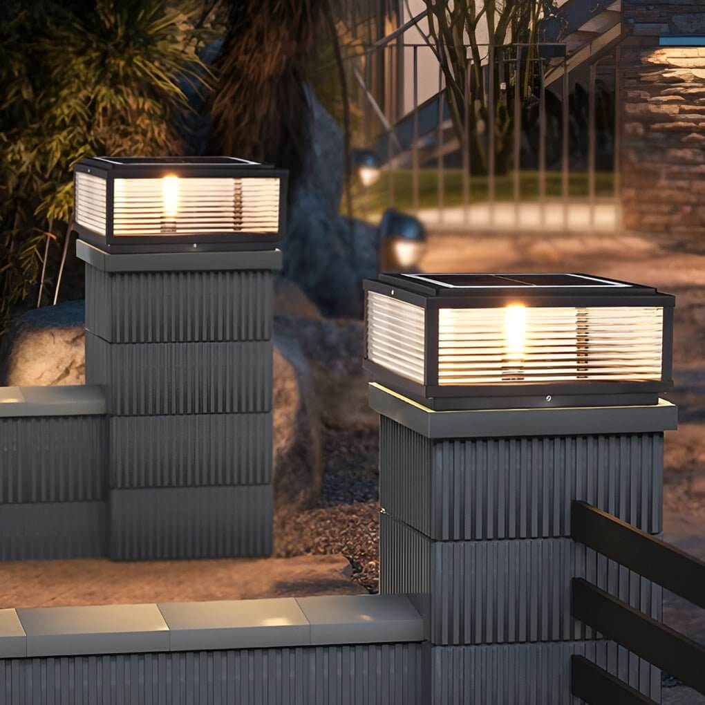 Moderne LED Buitenpaallamp - Geribbeld Glas