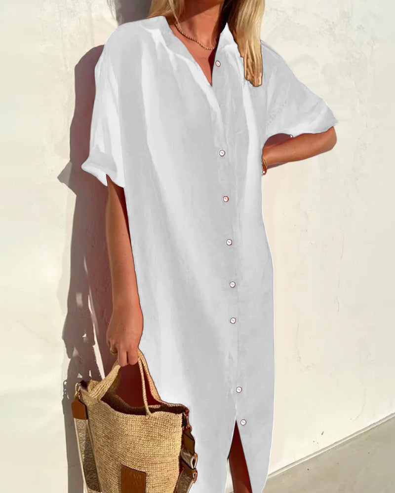 "Ademend en elegante katoenen damesjurk, comfortabel voor zomerdagen, luchtige pasvorm in diverse kleuren, ideaal dagelijks."