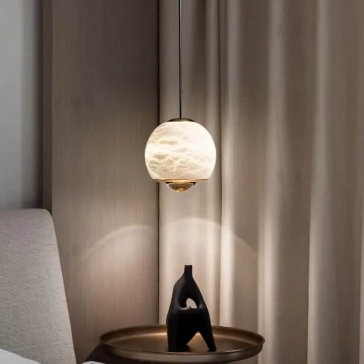 Hanglamp - Albast Glas Bol met Marmeren Voet