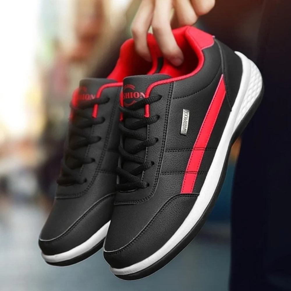"Blauwe orthopedische leren sneakers heren, met luxe uitstraling en comfortabele binnenzool voor optimale voetboogondersteuni