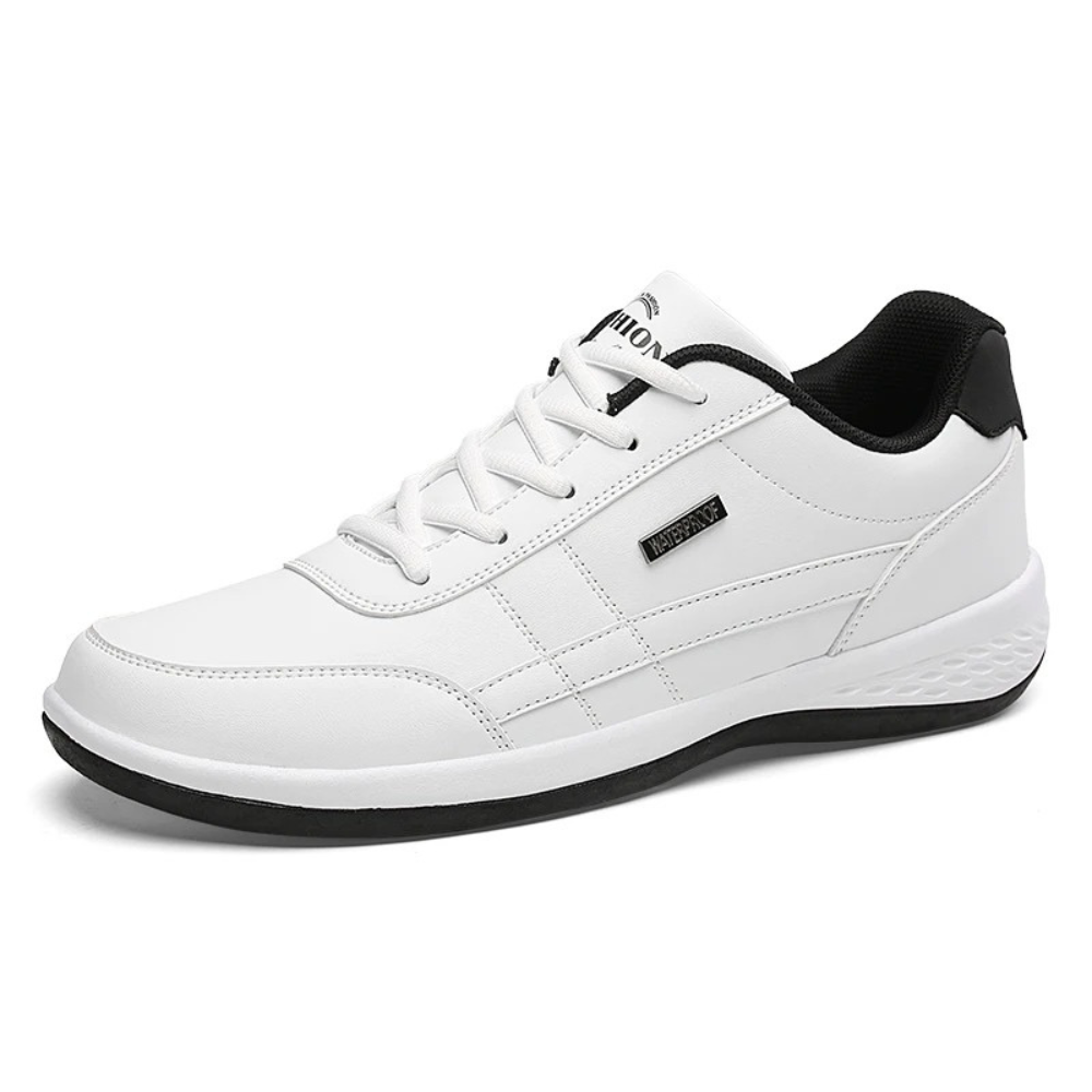 "Blauwe orthopedische leren sneakers heren, met luxe uitstraling en comfortabele binnenzool voor optimale voetboogondersteuni