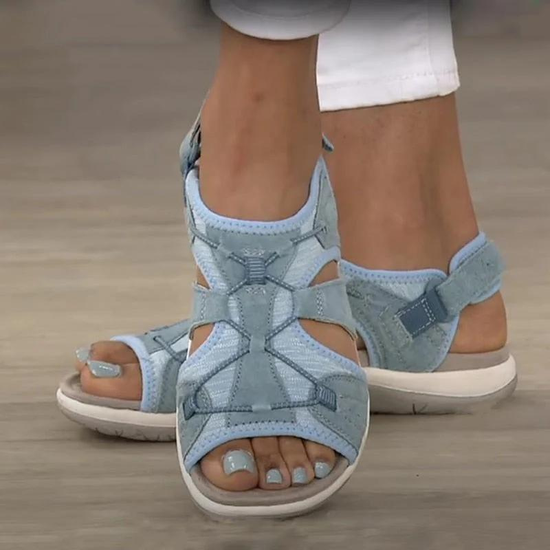 "Blauwe Ursula orthopedische sandalen, stijlvol en comfortabel, bieden ultieme voetondersteuning en zijn ideaal voor dagelijk