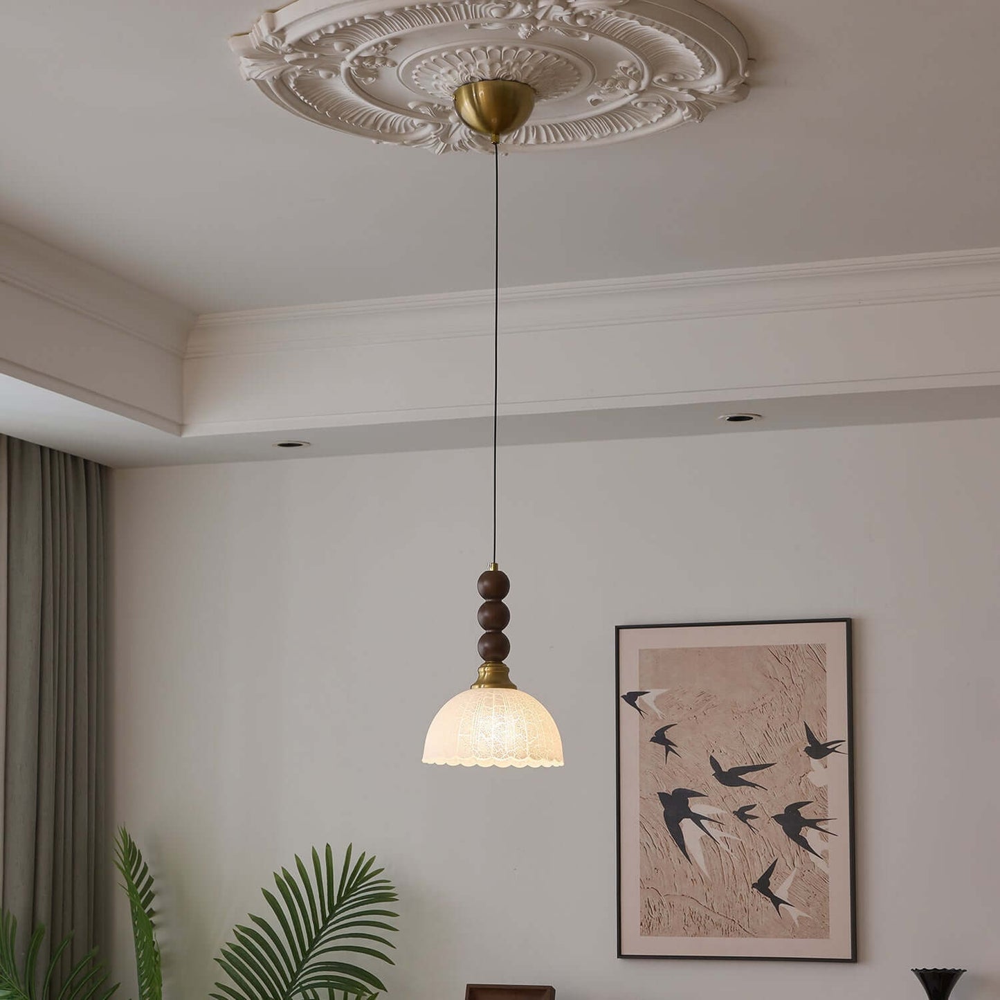 Hanglamp met Glas - Hout & Metaal