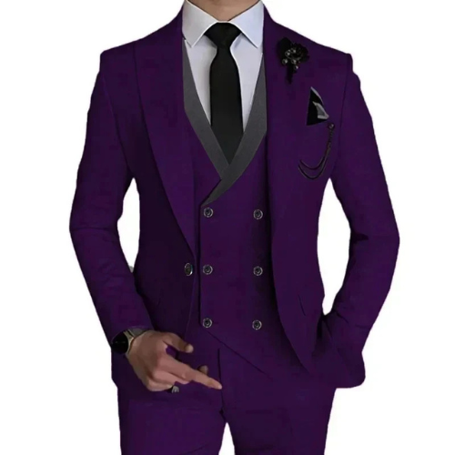 "Cambridge 3-delig slim fit pak heren: tijdloze, elegante set met blazer, vest en pantalon in luxe stretchstof."