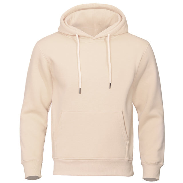 "Casual heren hoodie met zachte fleece, capuchon en kangoeroezak; comfortabele pasvorm voor dagelijks gebruik."