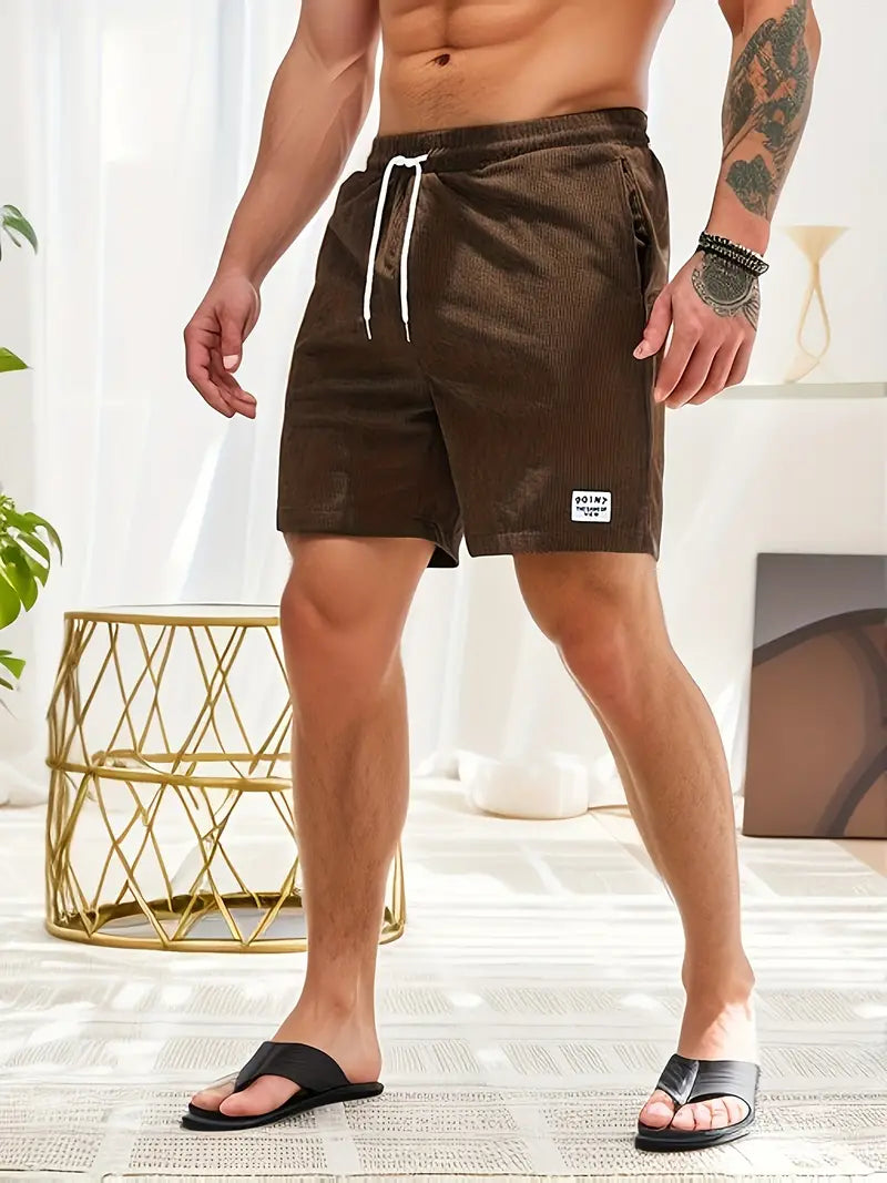 "Casual heren zwembroek met elastische taille en trendy design, ideaal voor strand en zwembad."