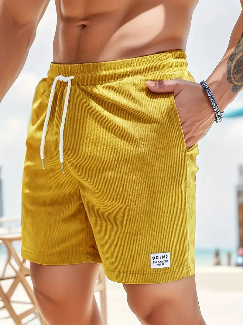 "Casual heren zwembroek met elastische taille en trendy design, ideaal voor strand en zwembad."