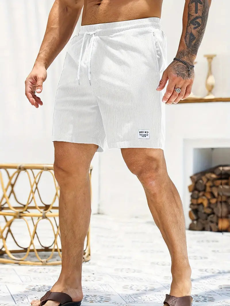 "Casual heren zwembroek met elastische taille en trendy design, ideaal voor strand en zwembad."