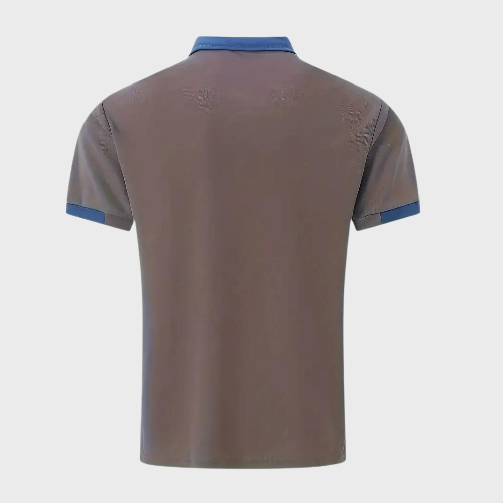 "Casual herenpolo in polyester, stijlvol ontwerp met knopen en korte mouwen, ademend en kreukbestendig."
