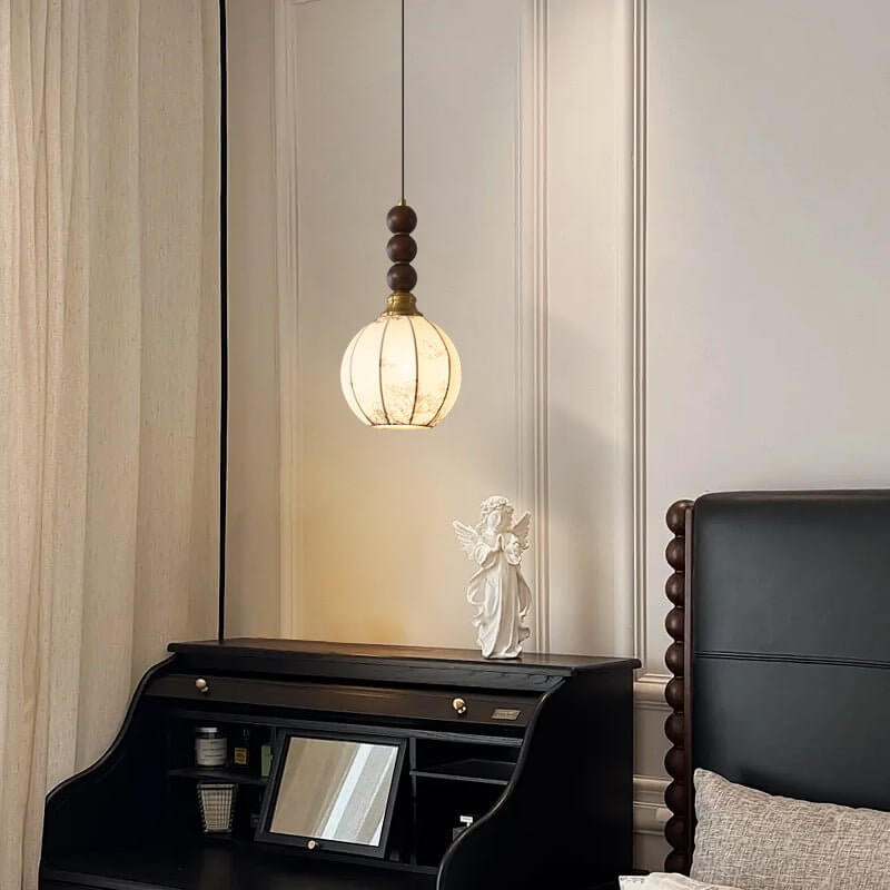 Hanglamp met Glas - Hout & Metaal