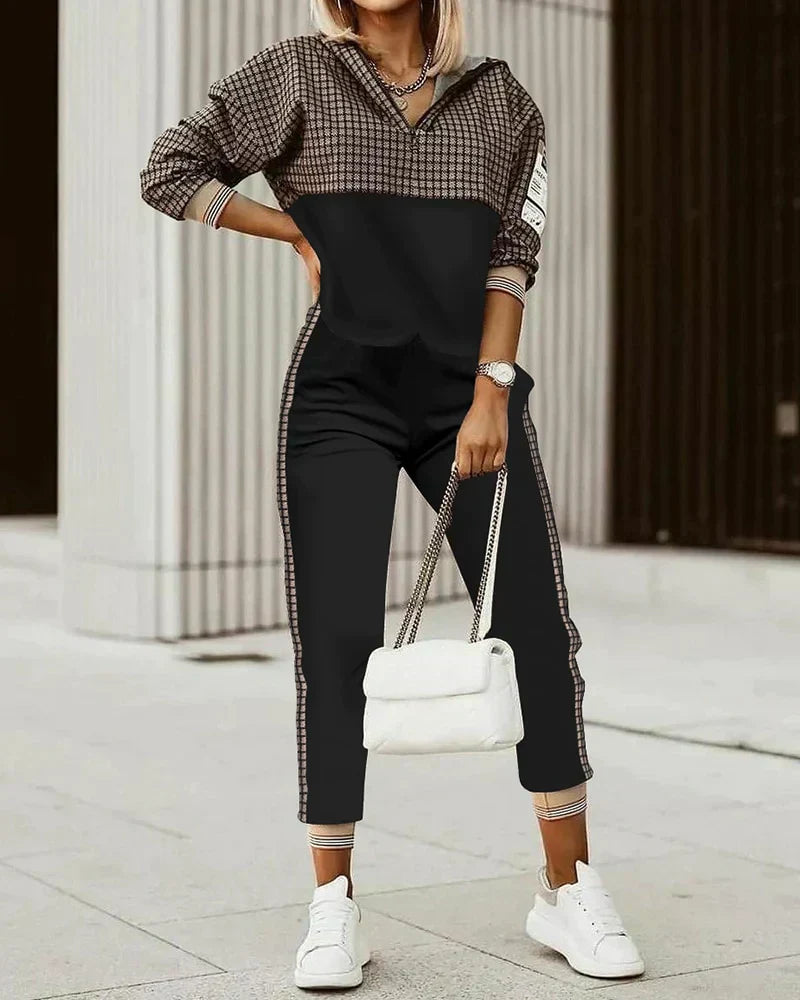 "Comfortabel en stijlvol Amber joggingpak voor dames met luxe details, elastische tailleband en zachte voering."
