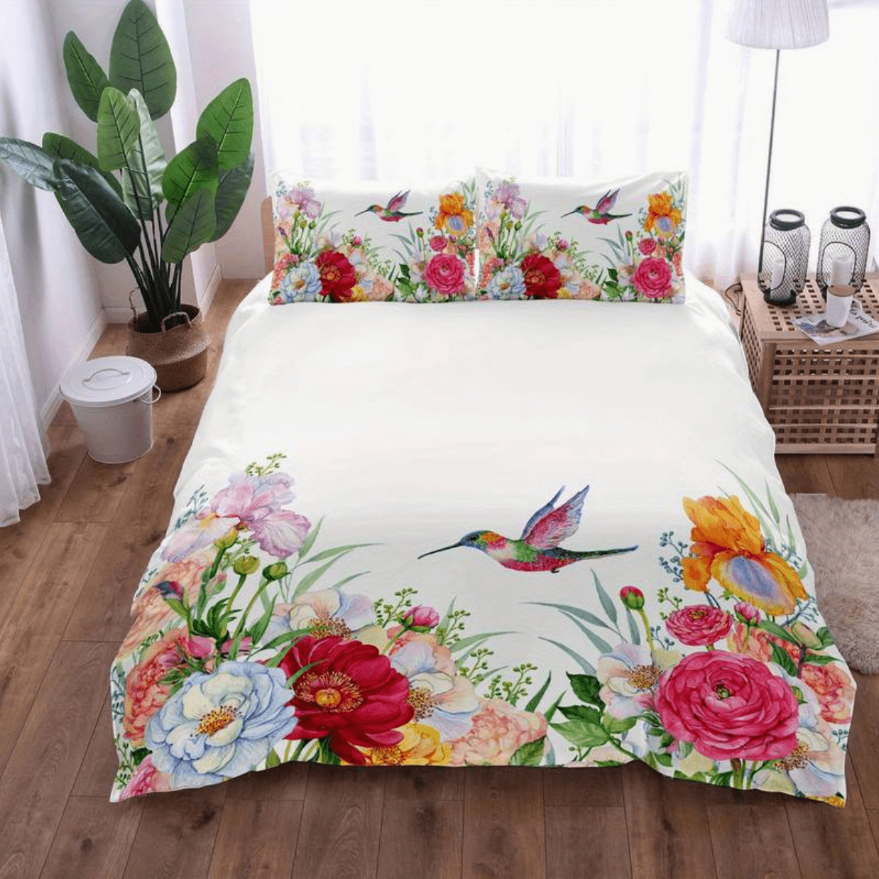"Comfortabel kleurrijk dekbed met kussenslopen, multicolor patroon, hoogwaardig katoen voor een stijlvolle slaapkamer"