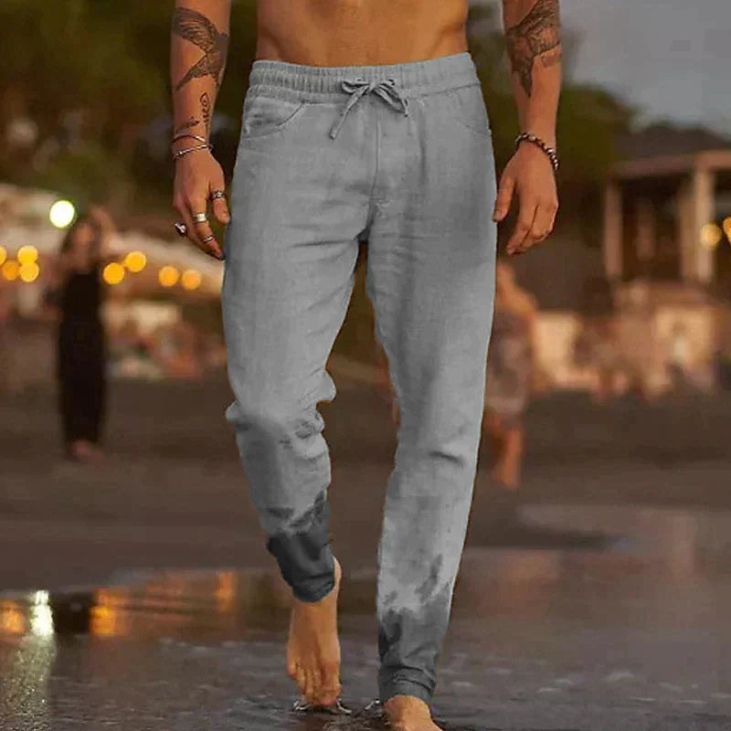 "Comfortabele, ademende linnen herenbroek voor elke gelegenheid met stijlvolle, tijdloze look."