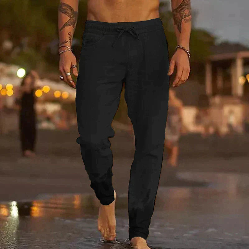 "Comfortabele, ademende linnen herenbroek voor elke gelegenheid met stijlvolle, tijdloze look."