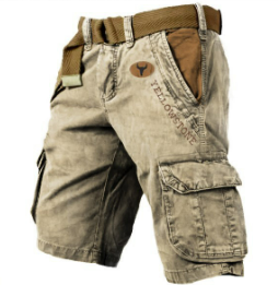 "Comfortabele heren cargo shorts met meerdere zakken, gemaakt van ademende katoenmix voor stijl en functionaliteit bij outdoo
