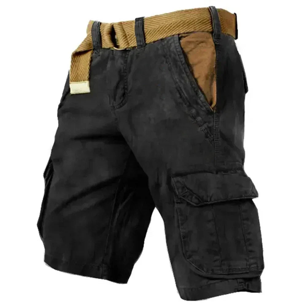 "Comfortabele heren cargo shorts van zacht katoen, met meerdere zakken en verstelbare riem, ideaal voor zomerse activiteiten.