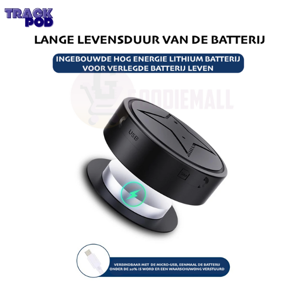 "Compacte magnetische GPS-tracker voor voertuigen, zwart veldachtig ontwerp, ideale realtime beveiligingstracer."