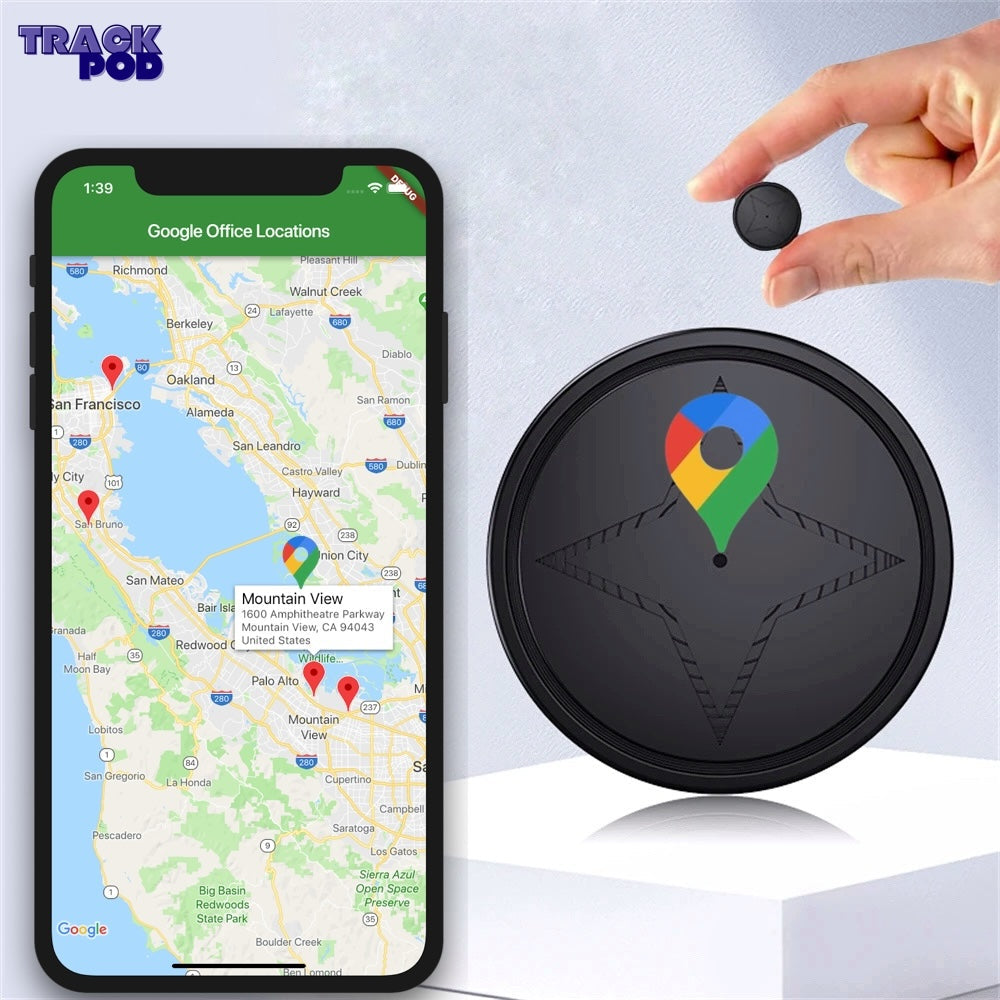 "Compacte magnetische GPS-tracker voor voertuigen, zwart veldachtig ontwerp, ideale realtime beveiligingstracer."