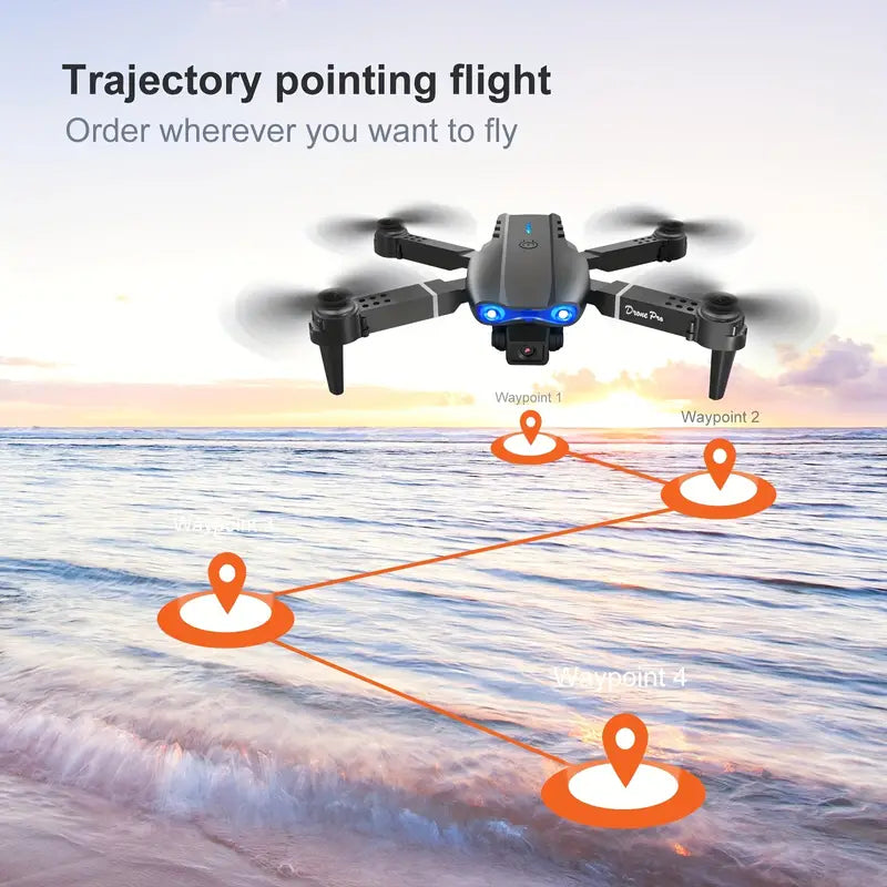 "Compacte opvouwbare drone met 720P HD camera; ideaal voor avontuurlijke luchtfotografie met 360-graden functies."