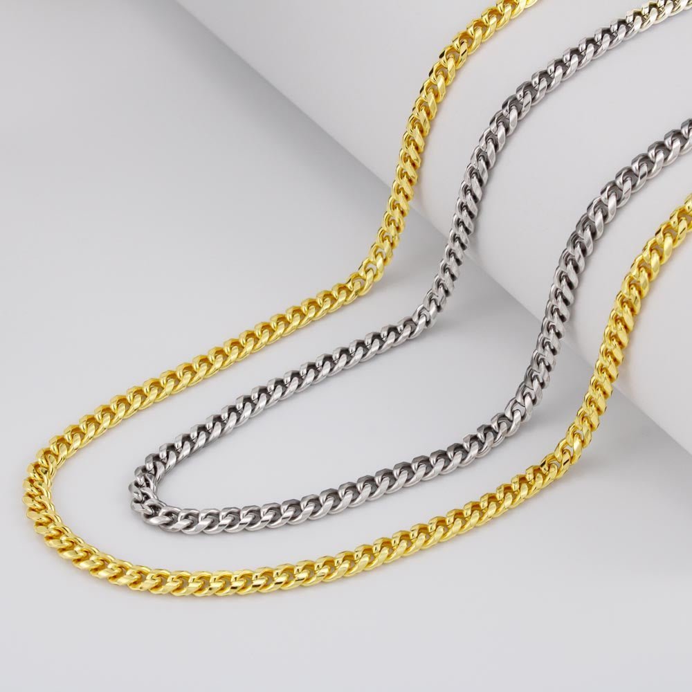 Cuban chain ketting voor mannen, 18K verguld en verstelbaar, robuust ontwerp in hoogwaardig roestvrij staal.