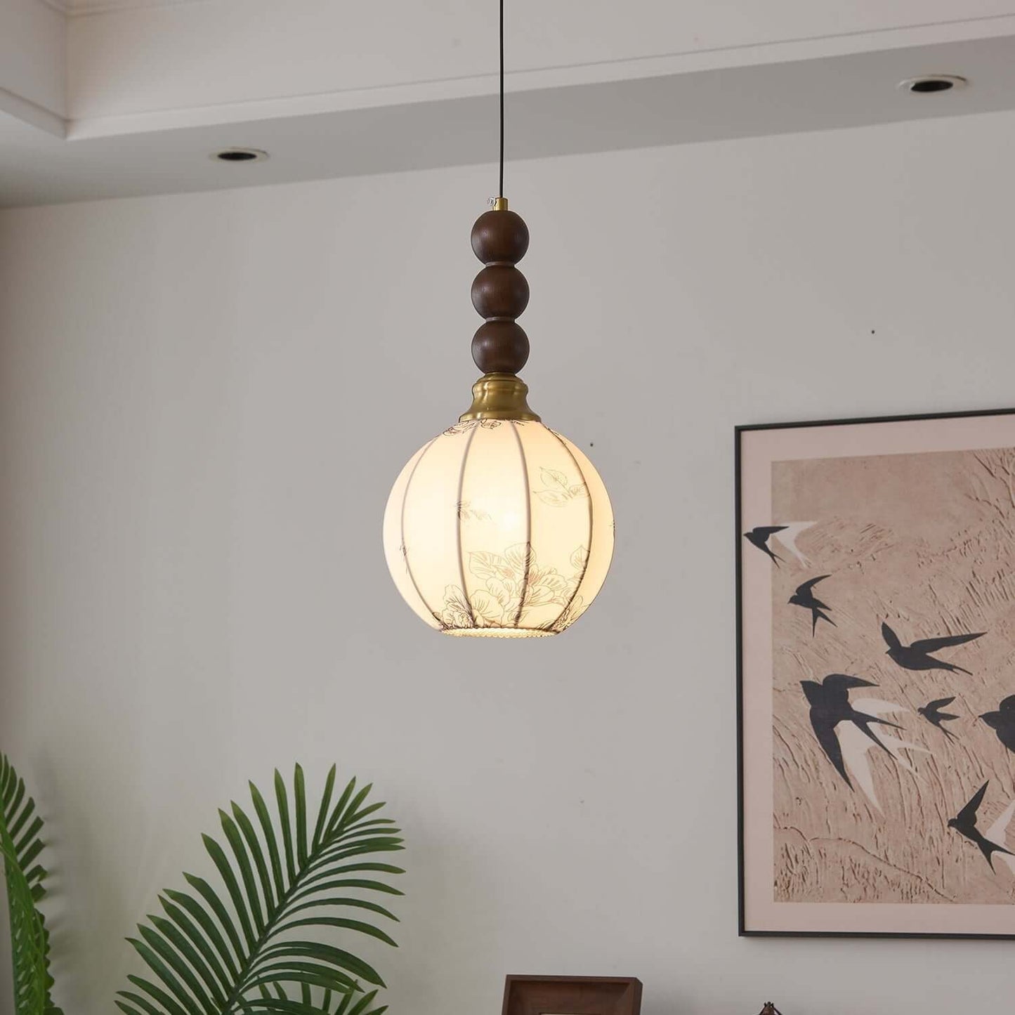 Hanglamp met Glas - Hout & Metaal
