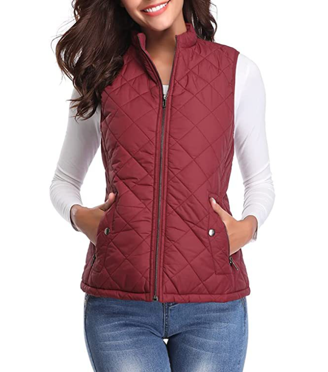 "Dames lichtgewicht gequilt ritsvest, stijlvol design met functionele zakken, perfect voor overgangsseizoenen."