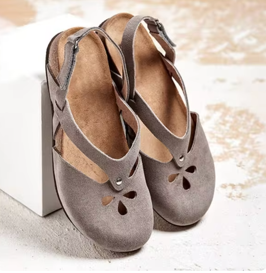 "Dames orthopedische wandelschoenen met ademend lederen bovenwerk en klittenband, ergonomische steun en lichte zool"