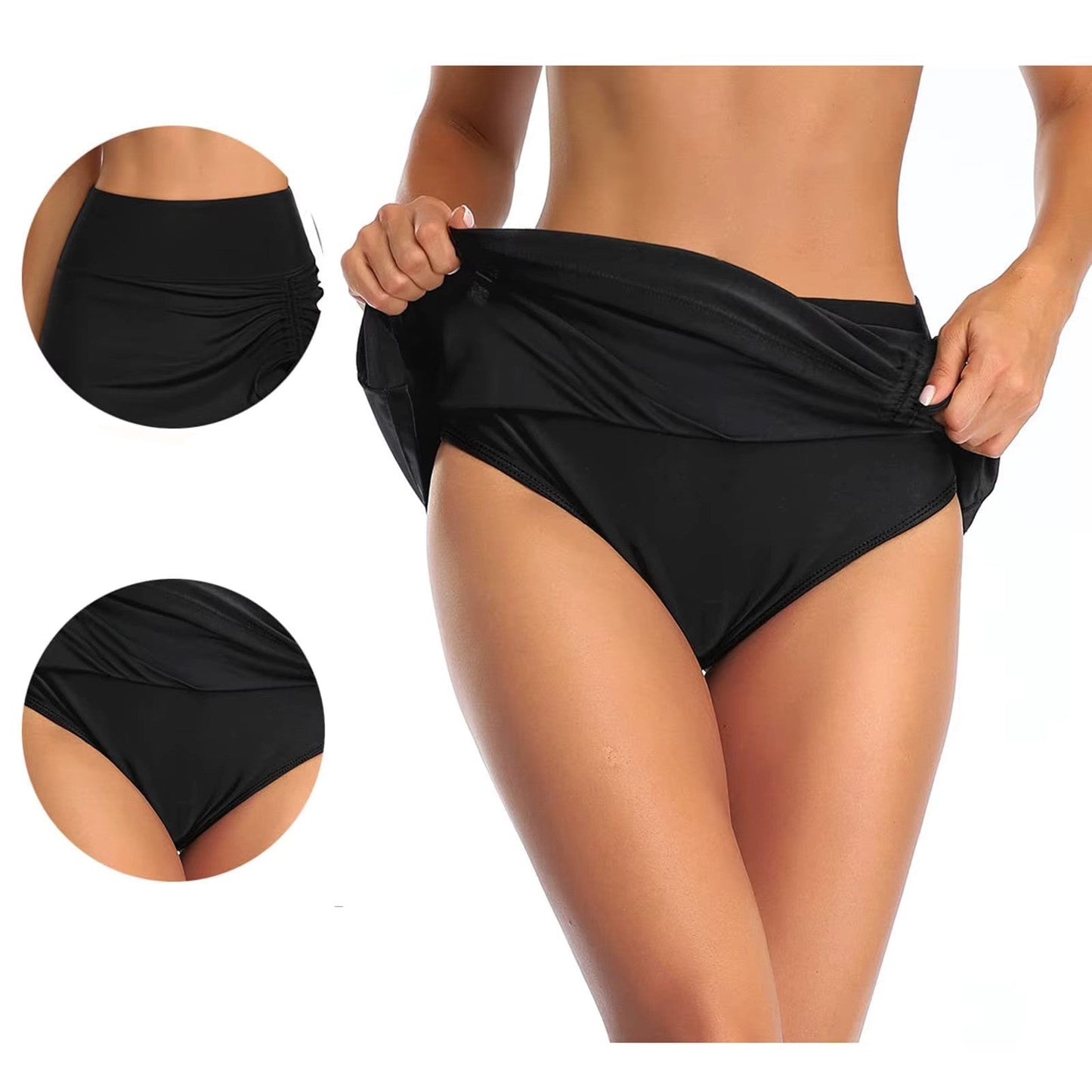 "Dames zwemshorts met elegante zijopeningen, sneldrogend en comfortabel in klassieke effen kleur, stijlvol design."