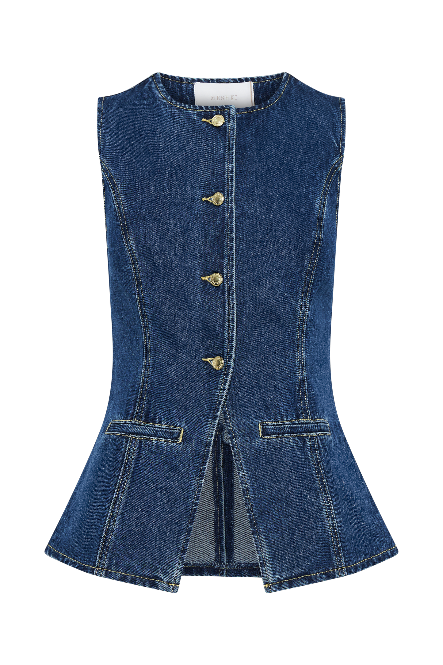 "Denim gilet set voor dames, mouwloze gilet met bijpassende shorts, stoer en trendy voor zomerfestivals en casual looks."