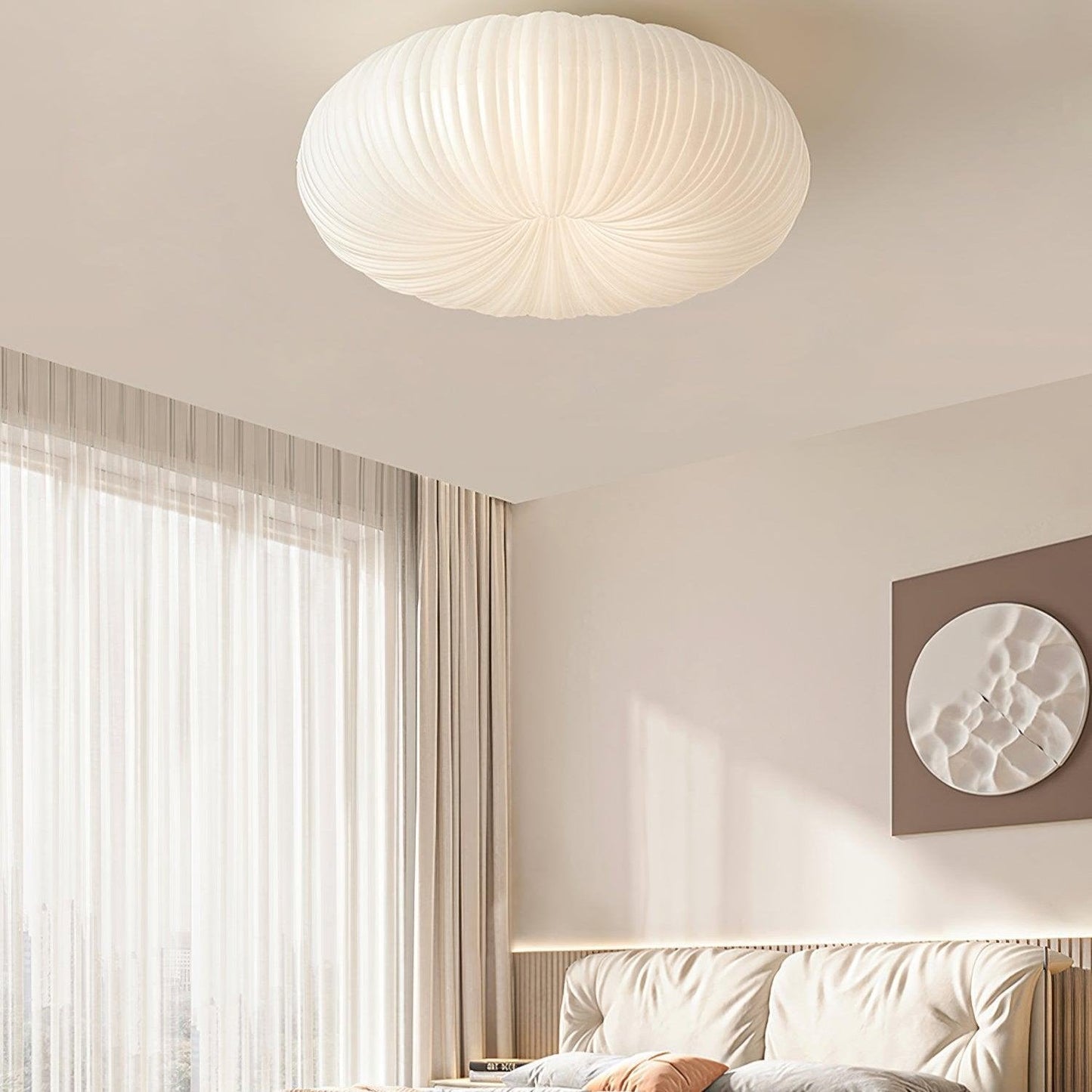 "Dimbare Filomena Luxe plafondlamp met modern design, LED-verlichting en afstandsbediening, ideaal voor elegante interieurs."