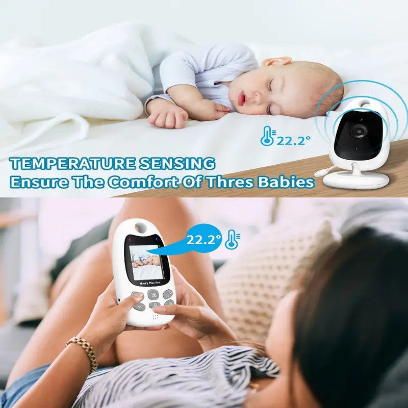"Draadloze babyfoon met hoge resolutie, nachtzicht, tweewegcommunicatie en compact design voor veilige babybewaking."