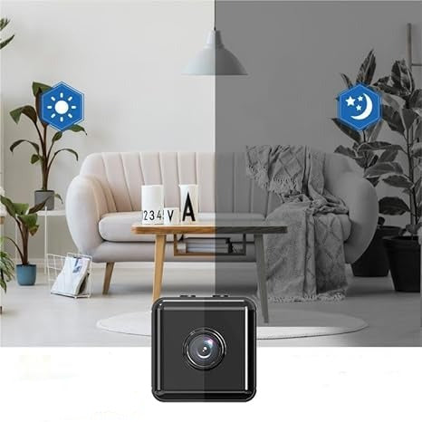 "Draadloze mini beveiligingscamera 1080P, compact design, app-bediening, geschikt voor binnen en buitengebruik."