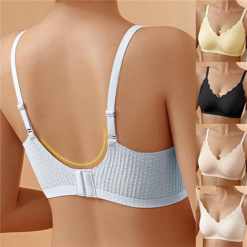 "Draadloze naadloze kanten bh voor ultiem comfort en elegante look in zachtroze met verstelbare bandjes."