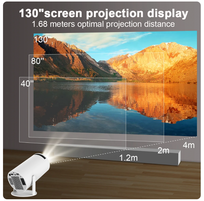 "Draagbare HD Outdoor Beamer voor thuisbioscoop, levendige projectie tot 120 inch, ideaal voor tuinfilmavonden."