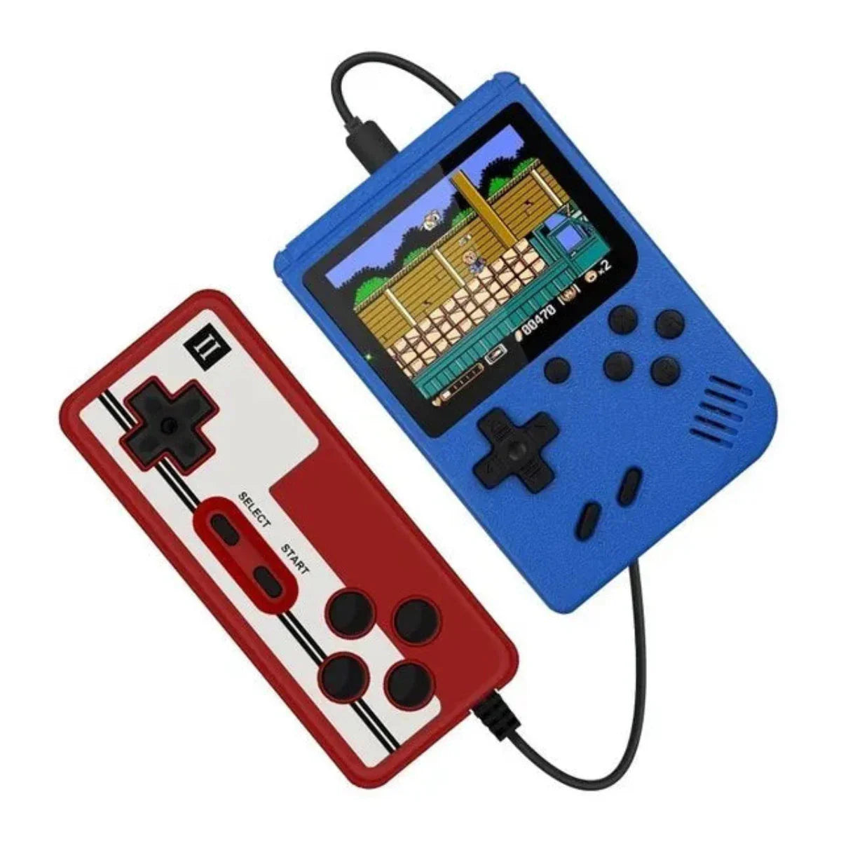 "Draagbare retro console, compact, met meer dan 400 klassieke spellen, ideaal voor nostalgisch gamen en onderweg gebruik."