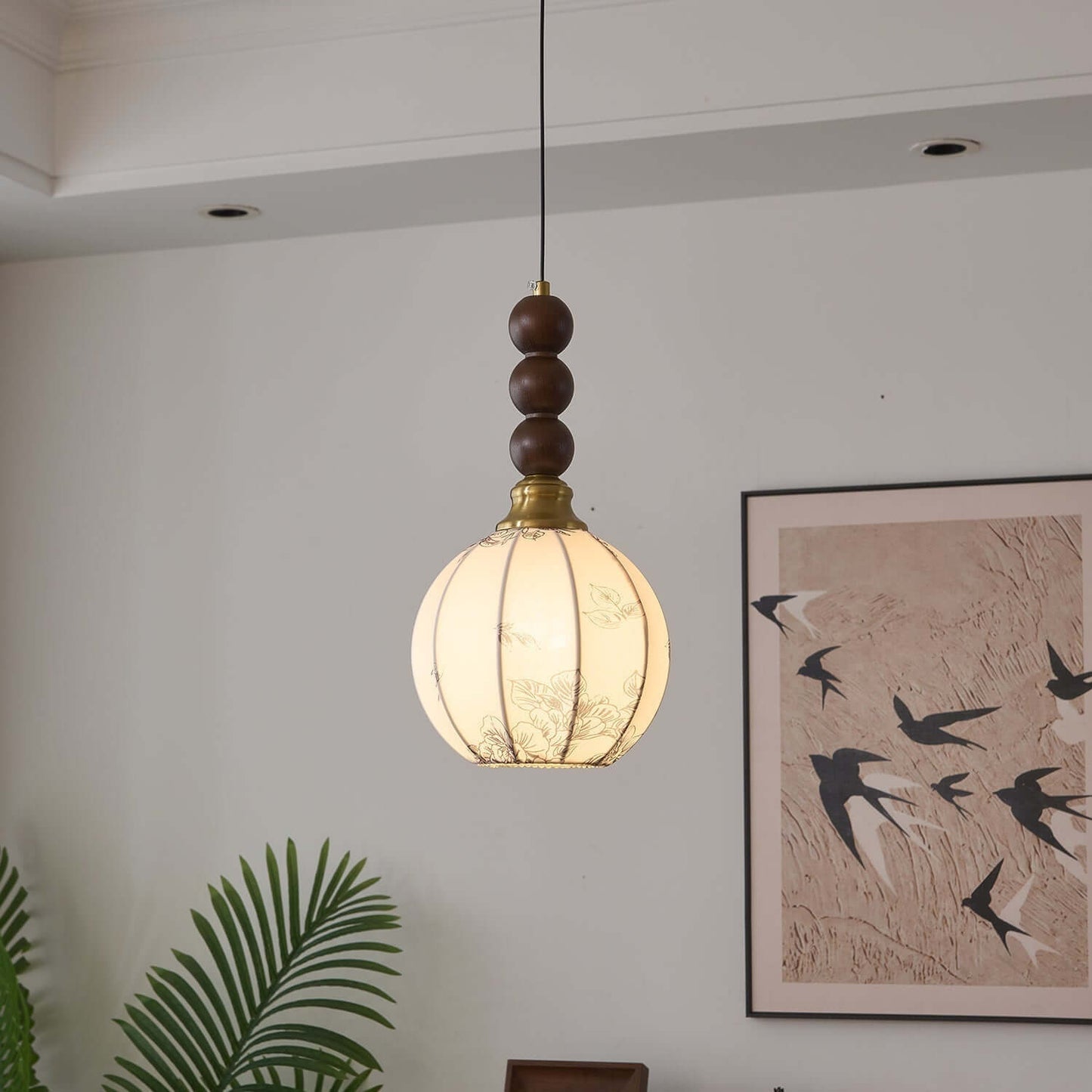Hanglamp met Glas - Hout & Metaal