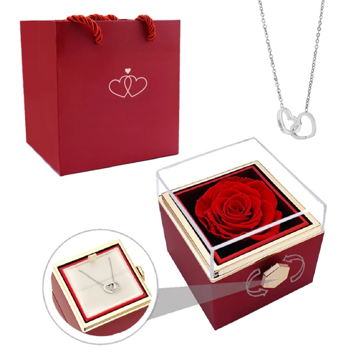 Eeuwige Roos Box - Gepersonaliseerde Ketting