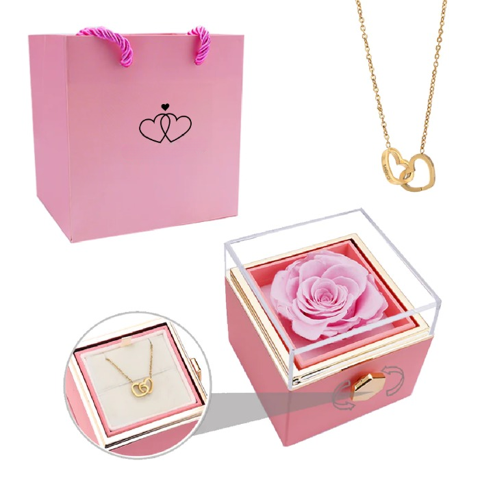 Eeuwige Roos Box - Gepersonaliseerde Ketting