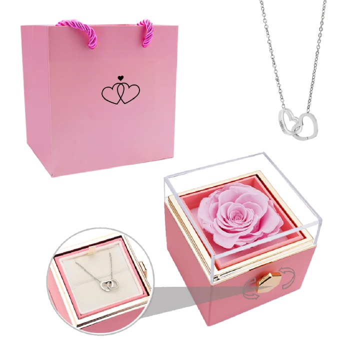 Eeuwige Roos Box - Gepersonaliseerde Ketting
