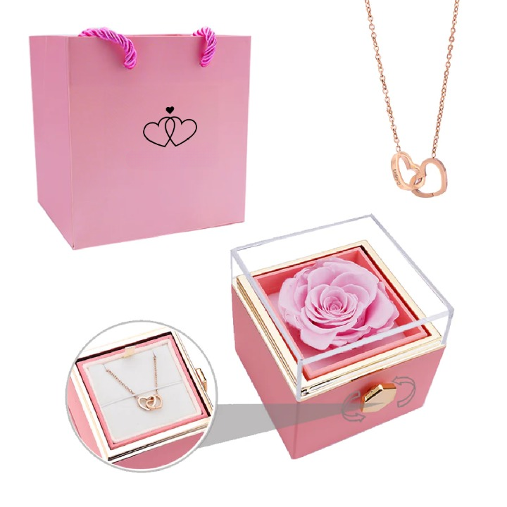 Eeuwige Roos Box - Gepersonaliseerde Ketting