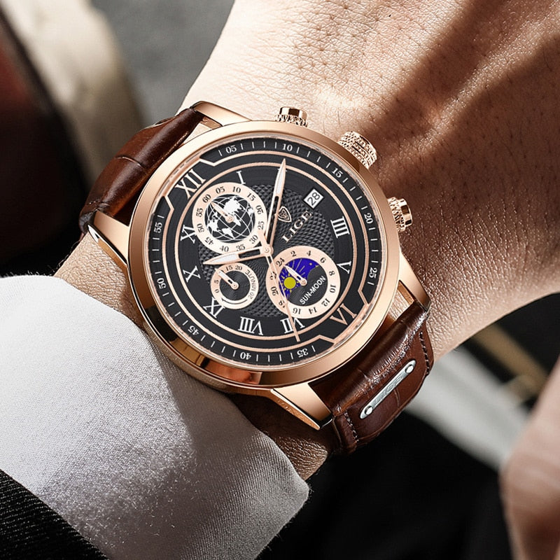 "Elegant heren chronograaf horloge, klassiek met moderne touch, luxe design, perfect accessoire voor elke gelegenheid."