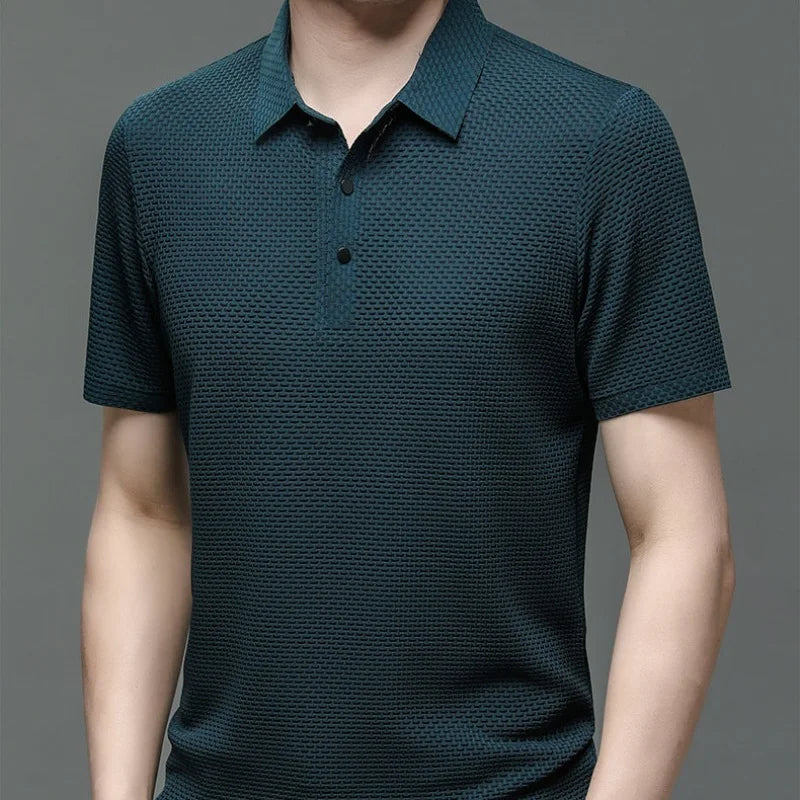 "Elegant zijden T-shirt met ademend gaasontwerp, korte mouwen en zachte textuur, ideaal voor actieve dagen."