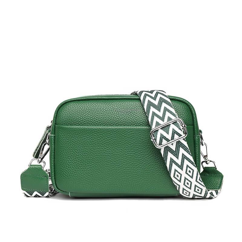 Elegante bruine leren crossbody damestas met verstelbare riem, perfect voor dagelijks gebruik; stijlvol en functioneel design