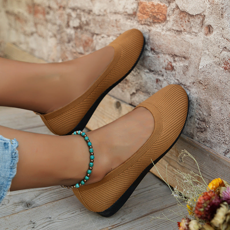 "Elegante damesballerina's, gebreid, ademend ontwerp, flexibel, comfortabel, verschillende kleuren, maat 36-43."