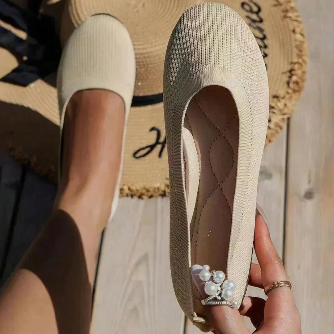"Elegante damesballerina's, gebreid, ademend ontwerp, flexibel, comfortabel, verschillende kleuren, maat 36-43."