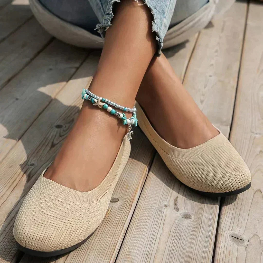 "Elegante damesballerina's, gebreid, ademend ontwerp, flexibel, comfortabel, verschillende kleuren, maat 36-43."