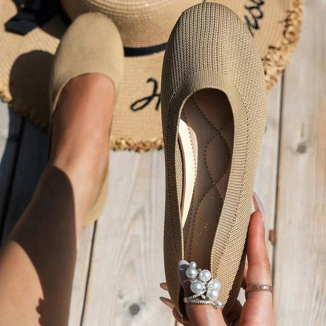 "Elegante damesballerina's, gebreid, ademend ontwerp, flexibel, comfortabel, verschillende kleuren, maat 36-43."