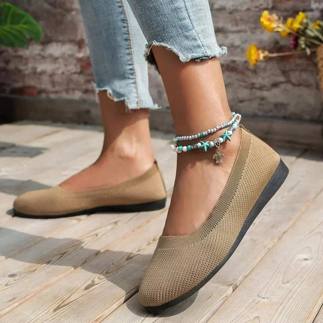 "Elegante damesballerina's, gebreid, ademend ontwerp, flexibel, comfortabel, verschillende kleuren, maat 36-43."