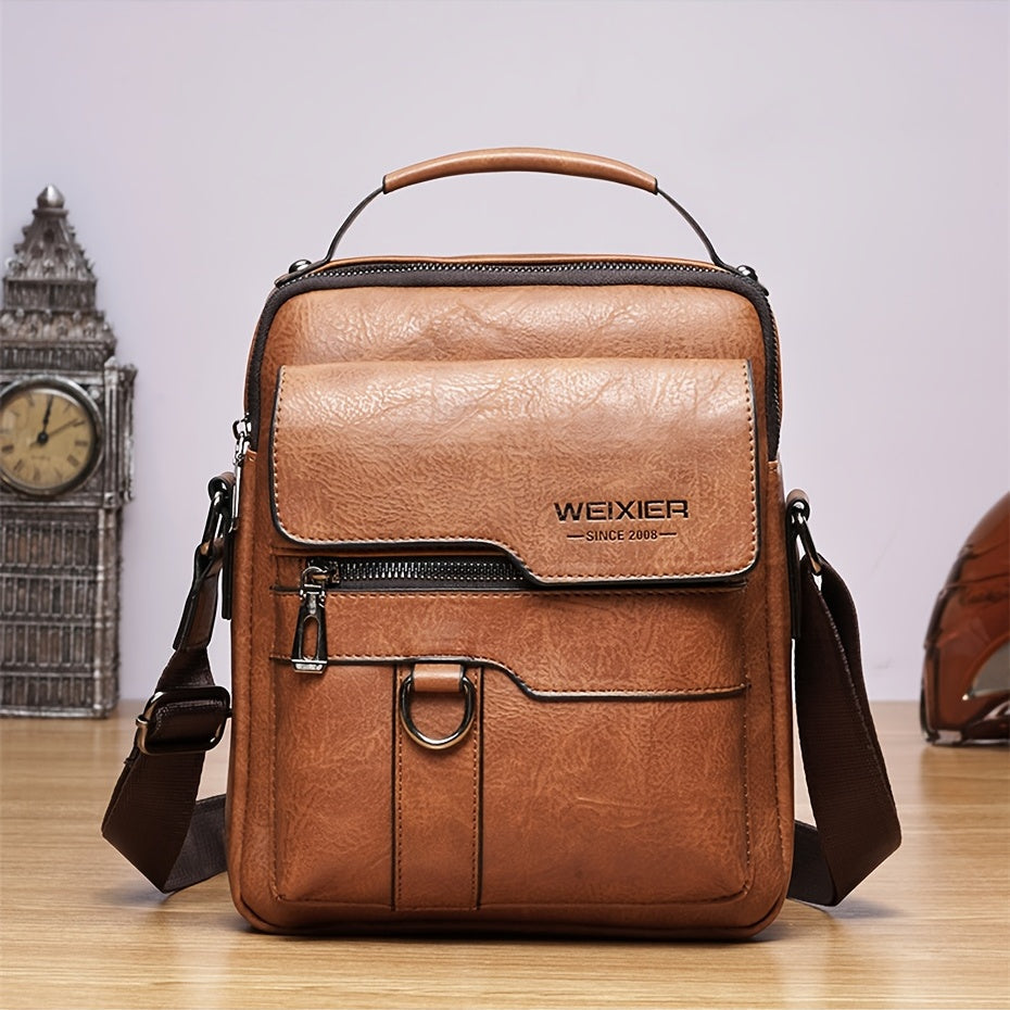 "Elegante en functionele Jannes leren crossbody tas voor heren, zwart, donkerbruin en lichtbruin, stijlvol en duurzaam."